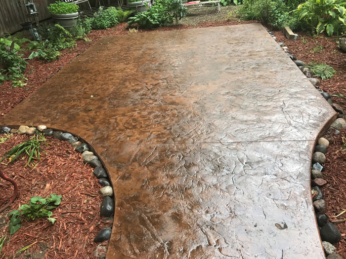 Stone Stamped Patio with rock border